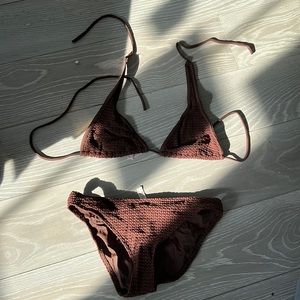 Brown crochet bathing suit